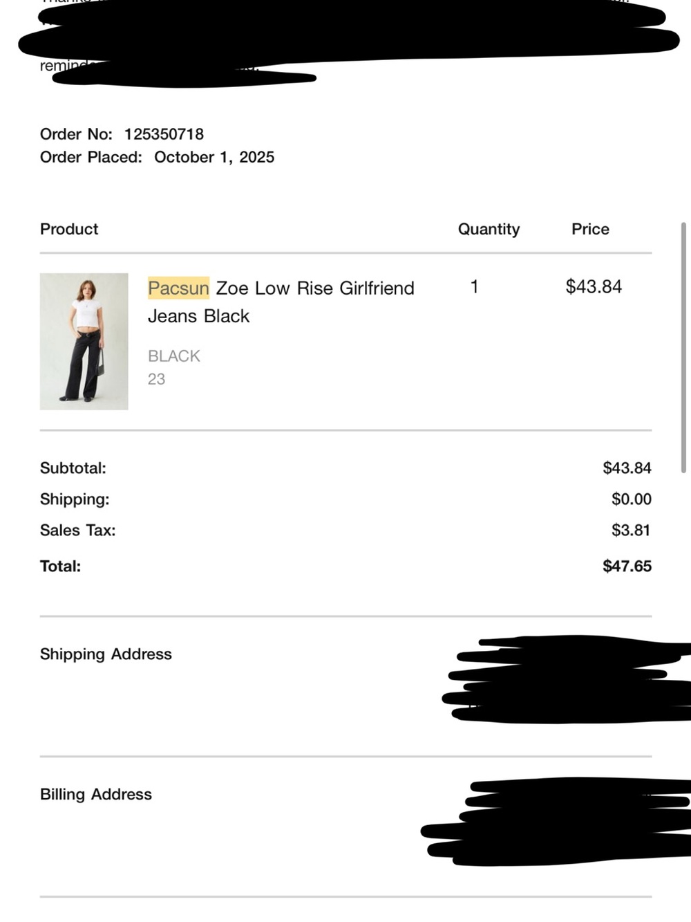 PacSun Zoe Low Rise Girlfriend Jeans Black